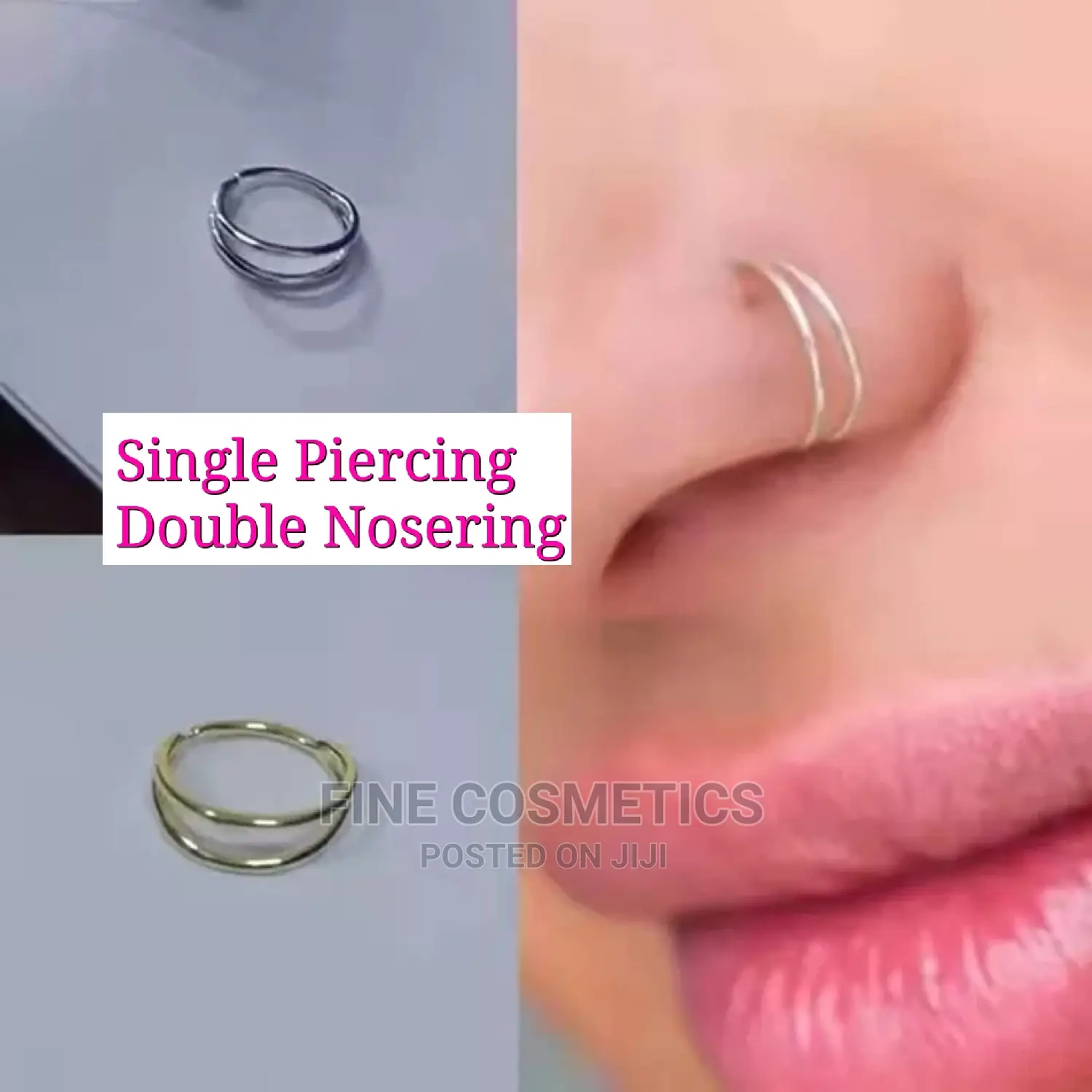 Double Nose Ring Hoop For Single Piercing Nostril Noserings