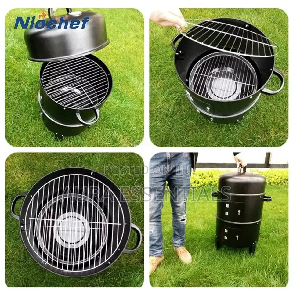 3in1 Charcoal Smoker Steel Upright BBQ Drum