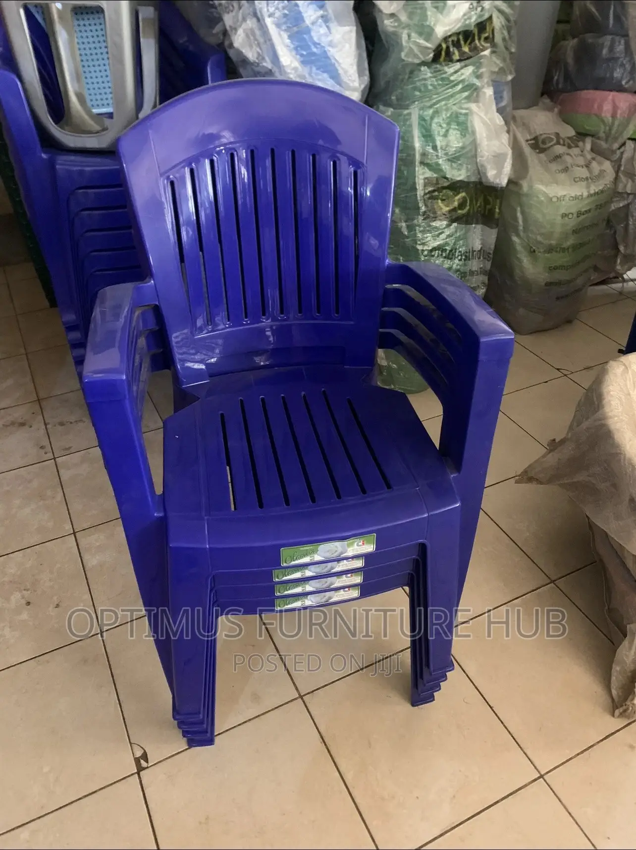 High Back Plastic Chair (Blue)