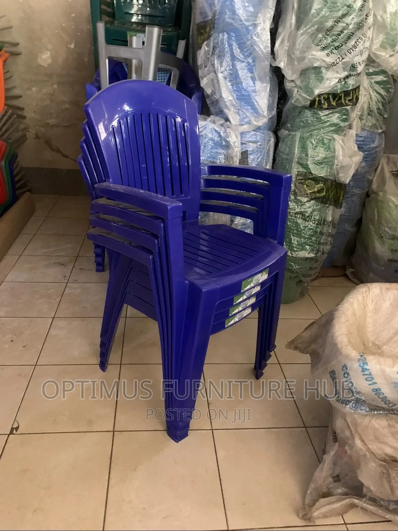 High Back Plastic Chair (Blue)
