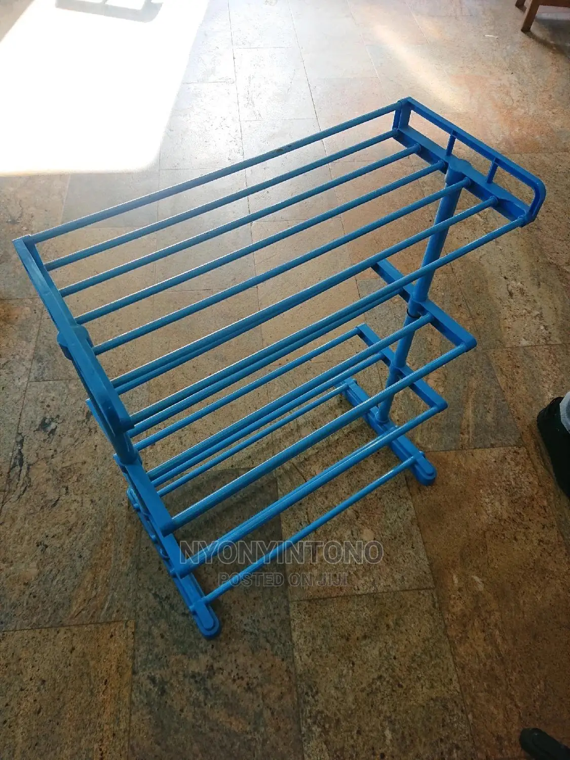 Steel Tubes Shoe Rack With Adjustable Height in Blue Pink