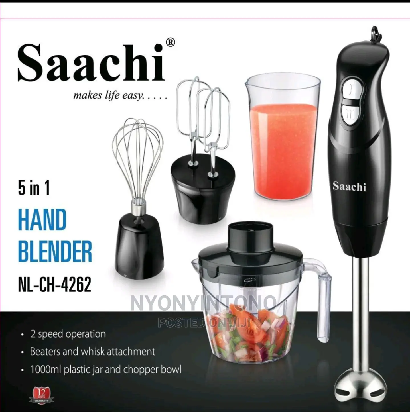 Saachi 5 in 1 Hand Blender With 1year Warranty
