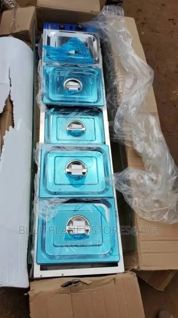 5 Pans Bain Marie Food Warmer With a Glass Top || Commercial