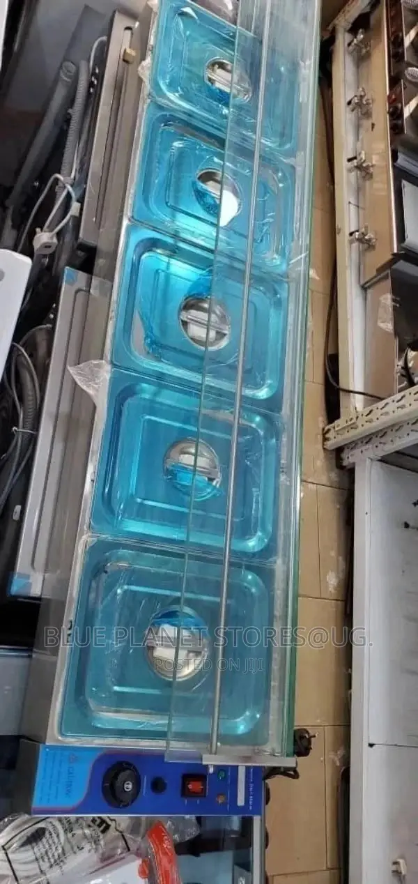 5 Pans Bain Marie Food Warmer With a Glass Top || Commercial