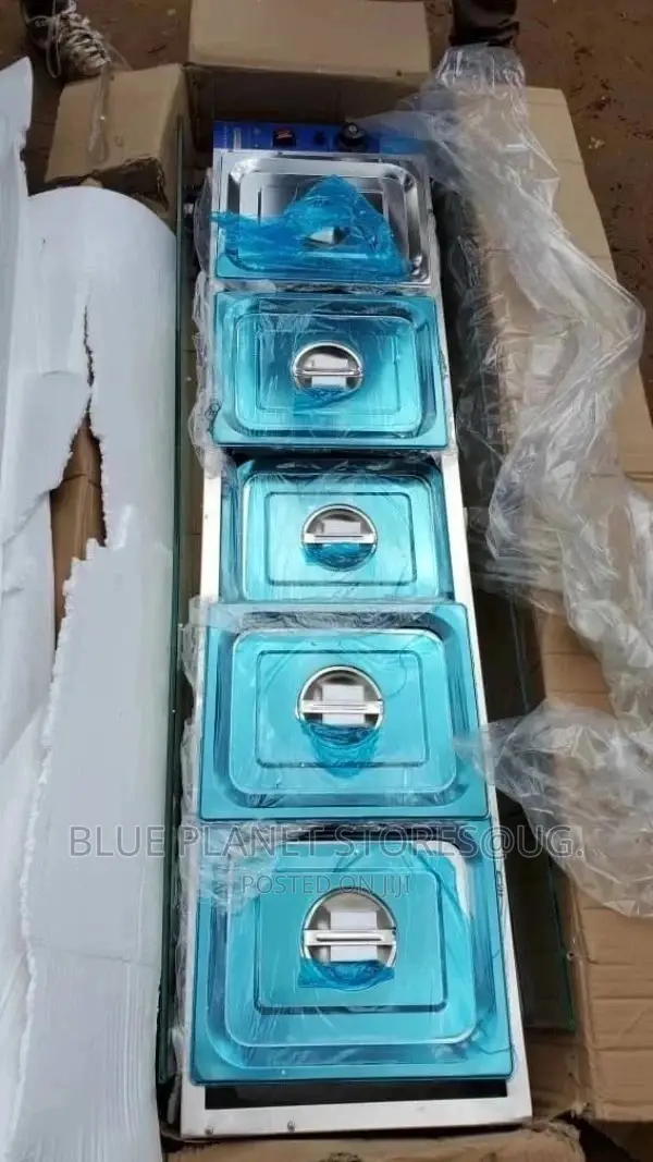 5 Pans Bain Marie Food Warmer With a Glass Top || Commercial