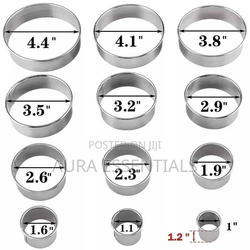 12pcs Round Biscuit Cutter Doughnut Cutter Set Ring Molds