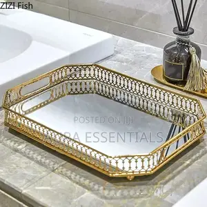 Golden Mirror Tray- Rectangle