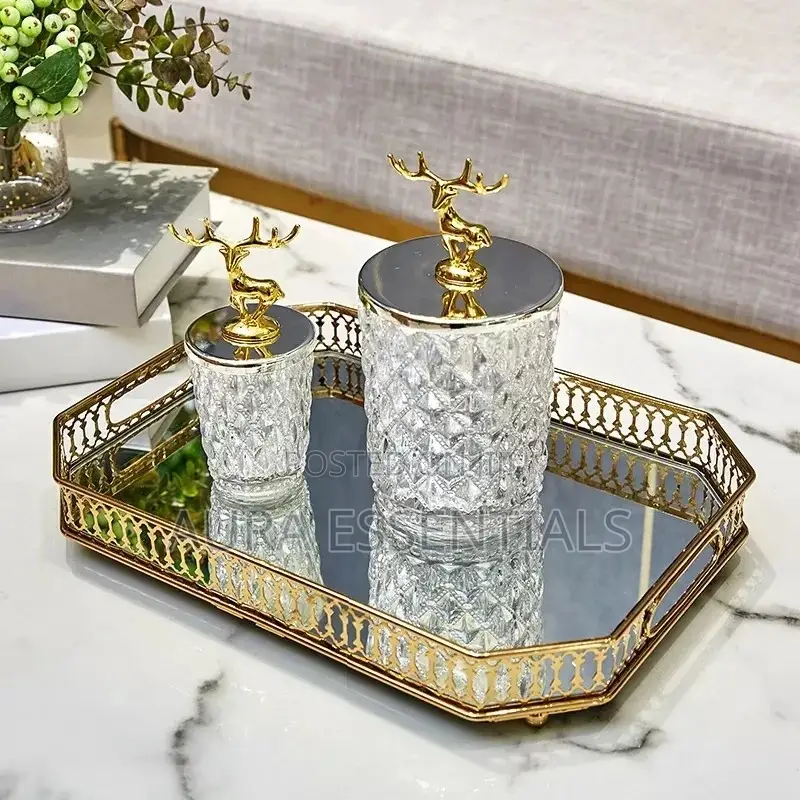 Golden Mirror Tray- Rectangle