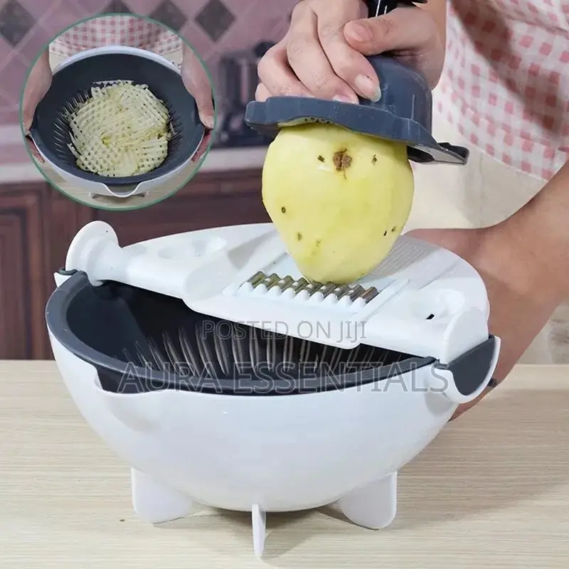 White Vegetable Cutter With Drain Basket, for Home Kitchen