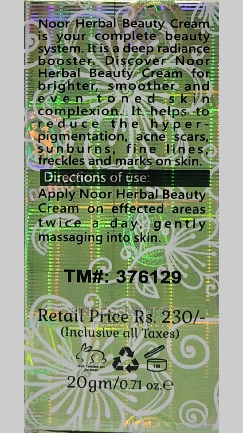 Noor Herbal Beauty Cream for Pimples, Wrinkles + Dark Marks