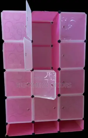 3 Column Plastic Wardrobe -Pink