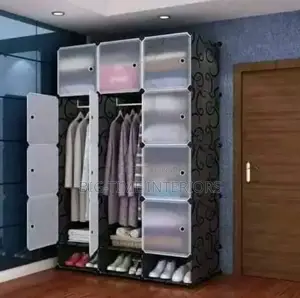 3 Column Plastic Wardrobe- Black