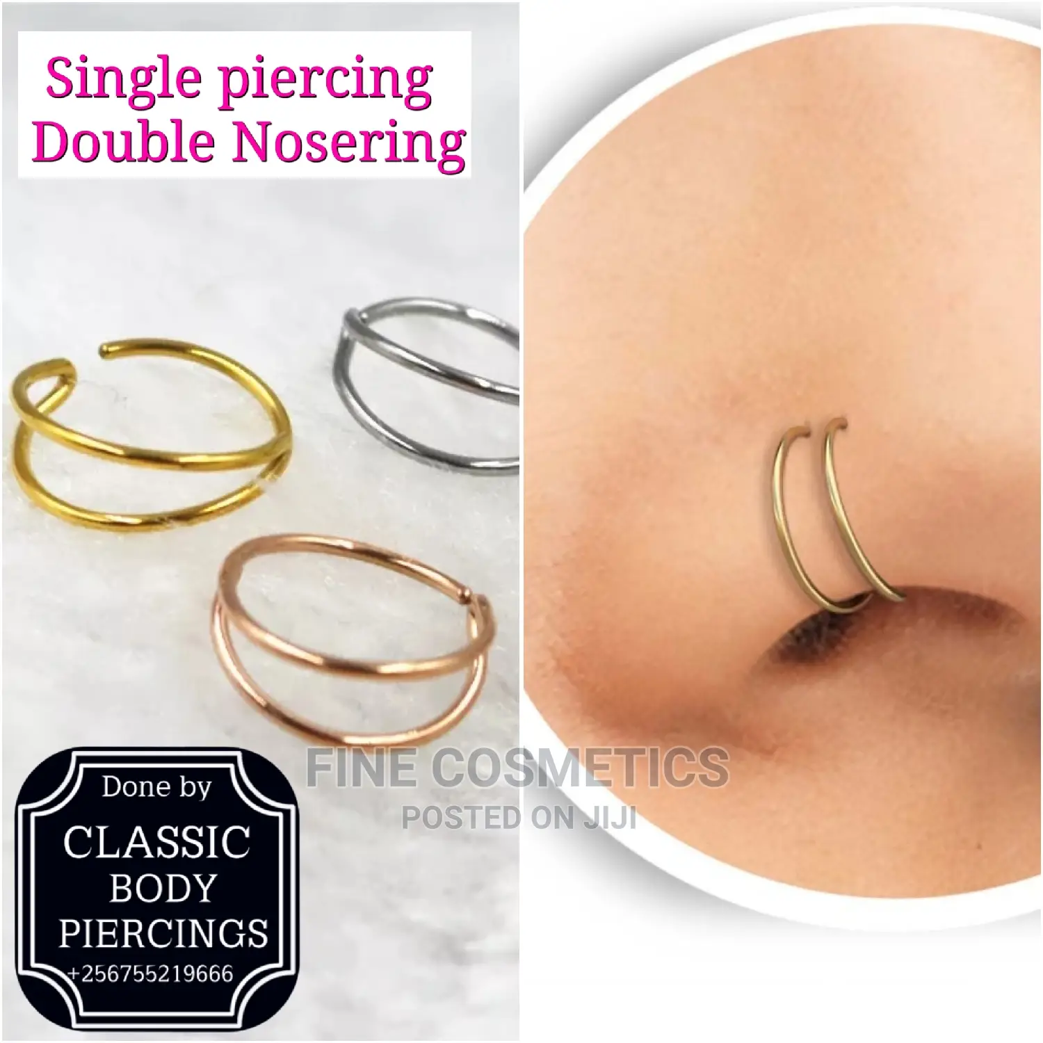 Double Nose Ring Hoop For Single Piercing Nostril Noserings