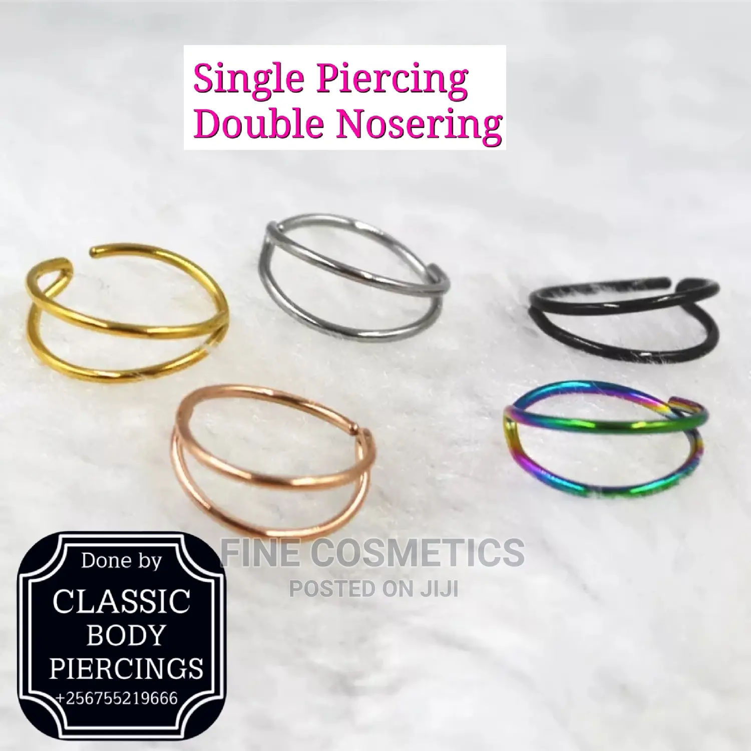 Double Nose Ring Hoop For Single Piercing Nostril Noserings