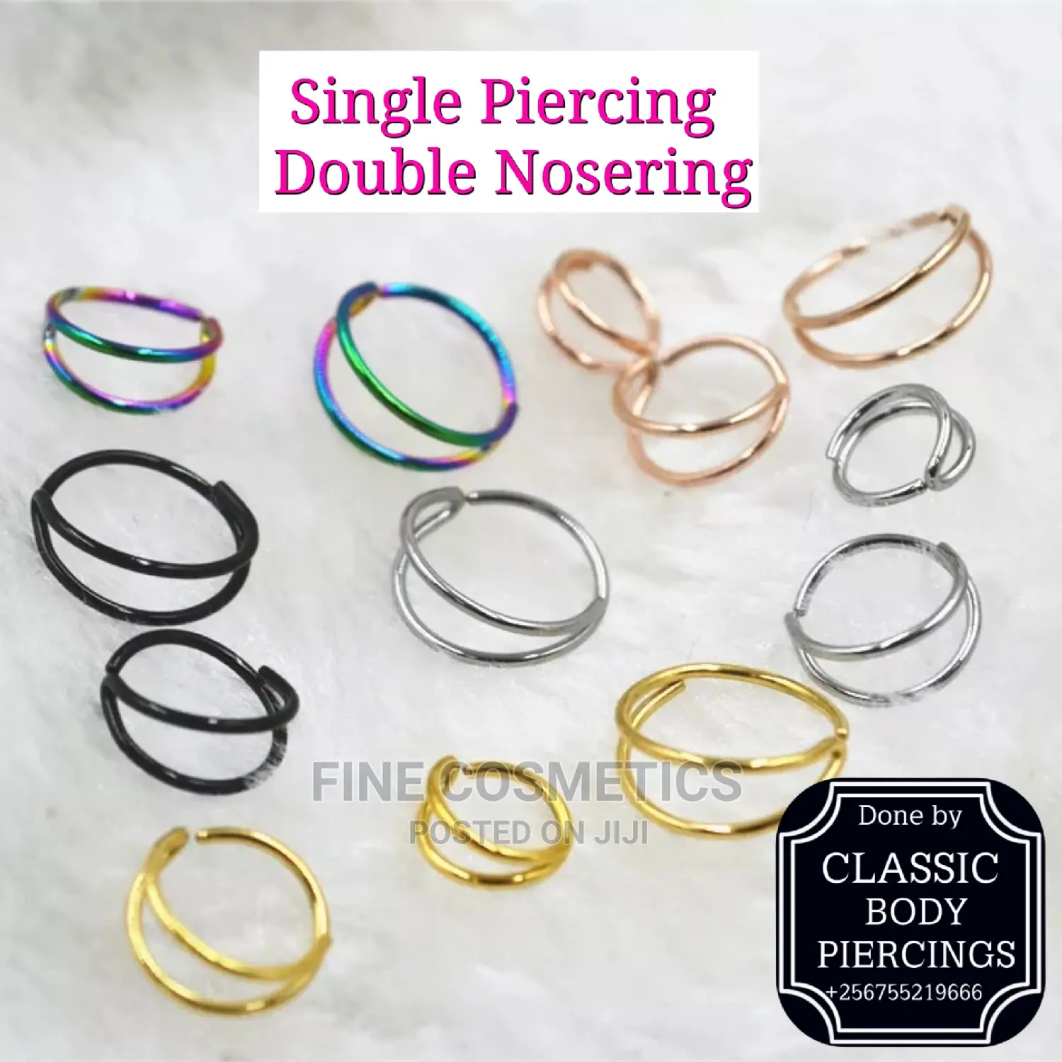 Double Nose Ring Hoop For Single Piercing Nostril Noserings