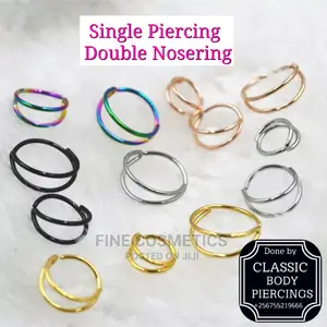 Double Nose Ring Hoop For Single Piercing Nostril Noserings