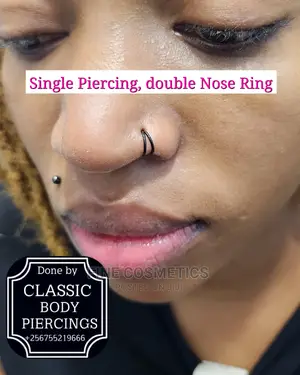 Double Nose Ring Hoop For Single Piercing Nostril Noserings