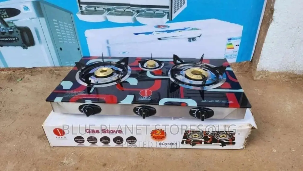 IQRA (3 Burners) Tripple Gas Stove. [IQ-GS3BG]~Ceramic Glass