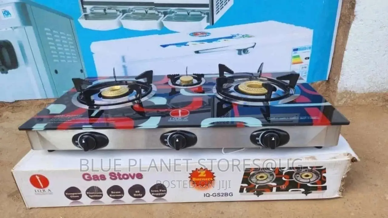 IQRA (3 Burners) Tripple Gas Stove. [IQ-GS3BG]~Ceramic Glass