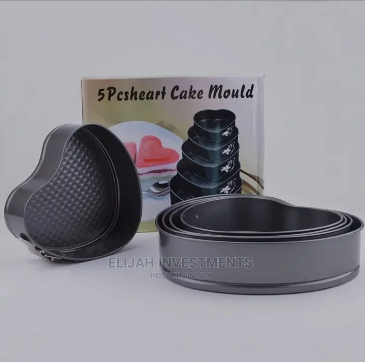 5pcs Non Sticky Heart Shaped Cake Moulds Pans