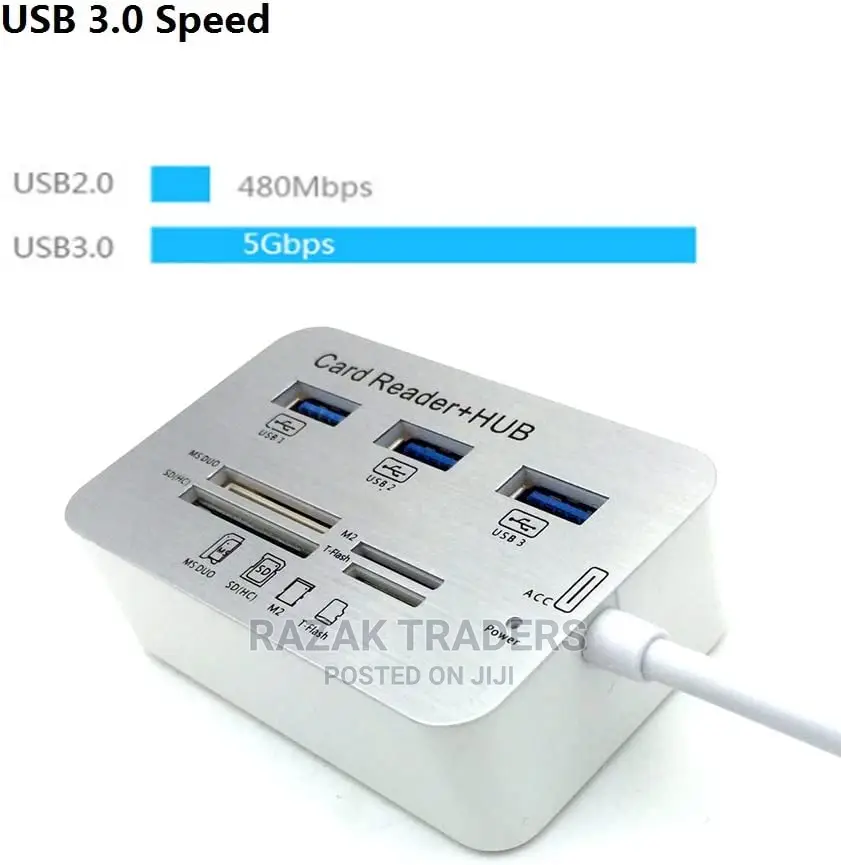 USB3.0 Card Reader and 3 Ports USB Hub,