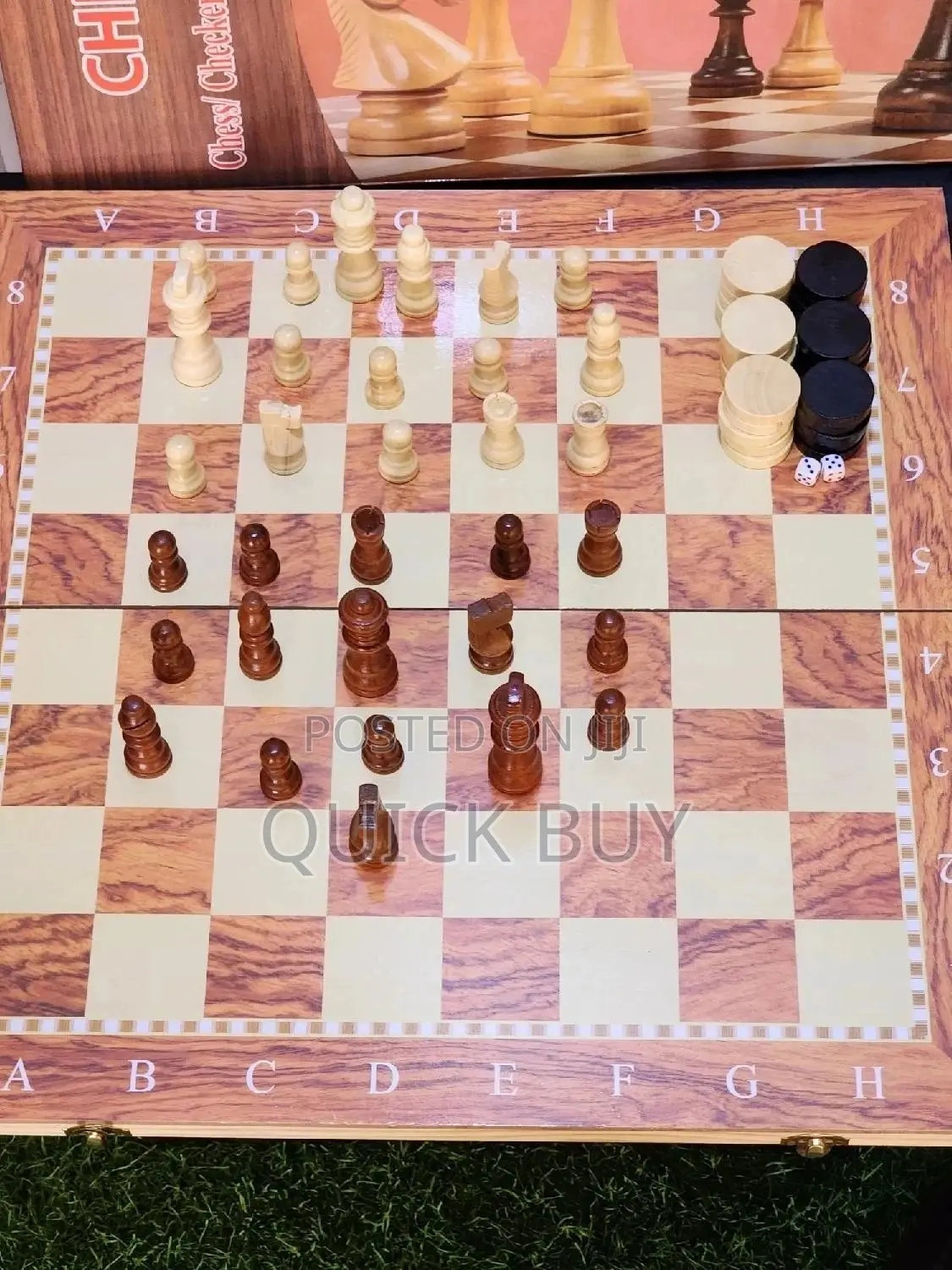 3 in 1 Foldable Wooden Draft,Chess and Backgammon