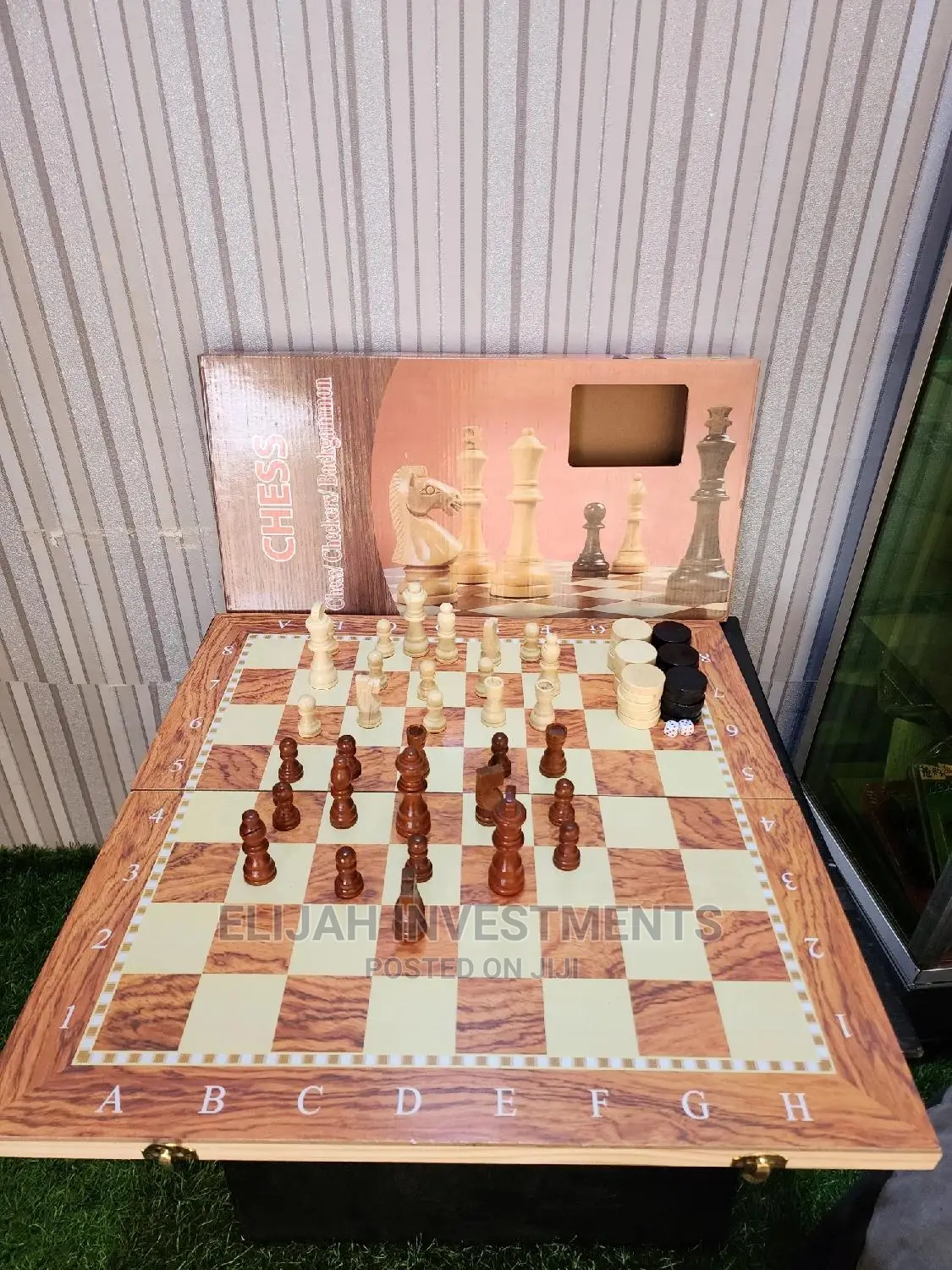 Chess,Draft and Backgammon All in One Foldable Wooden Board