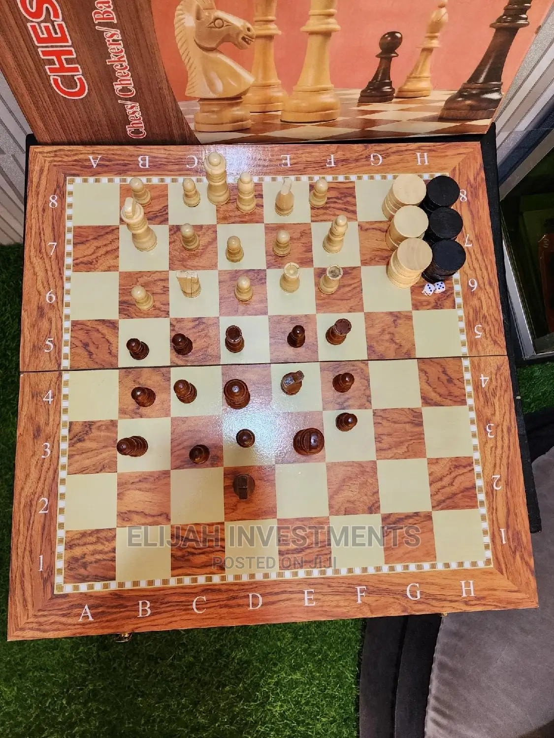 Chess,Draft and Backgammon All in One Foldable Wooden Board