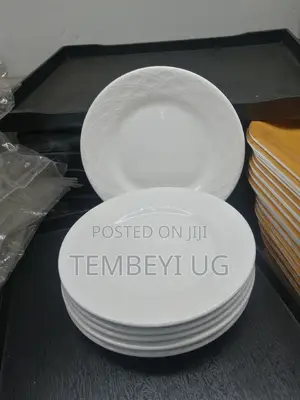 Small White Saucers With Design 1 Dozen. 12pc