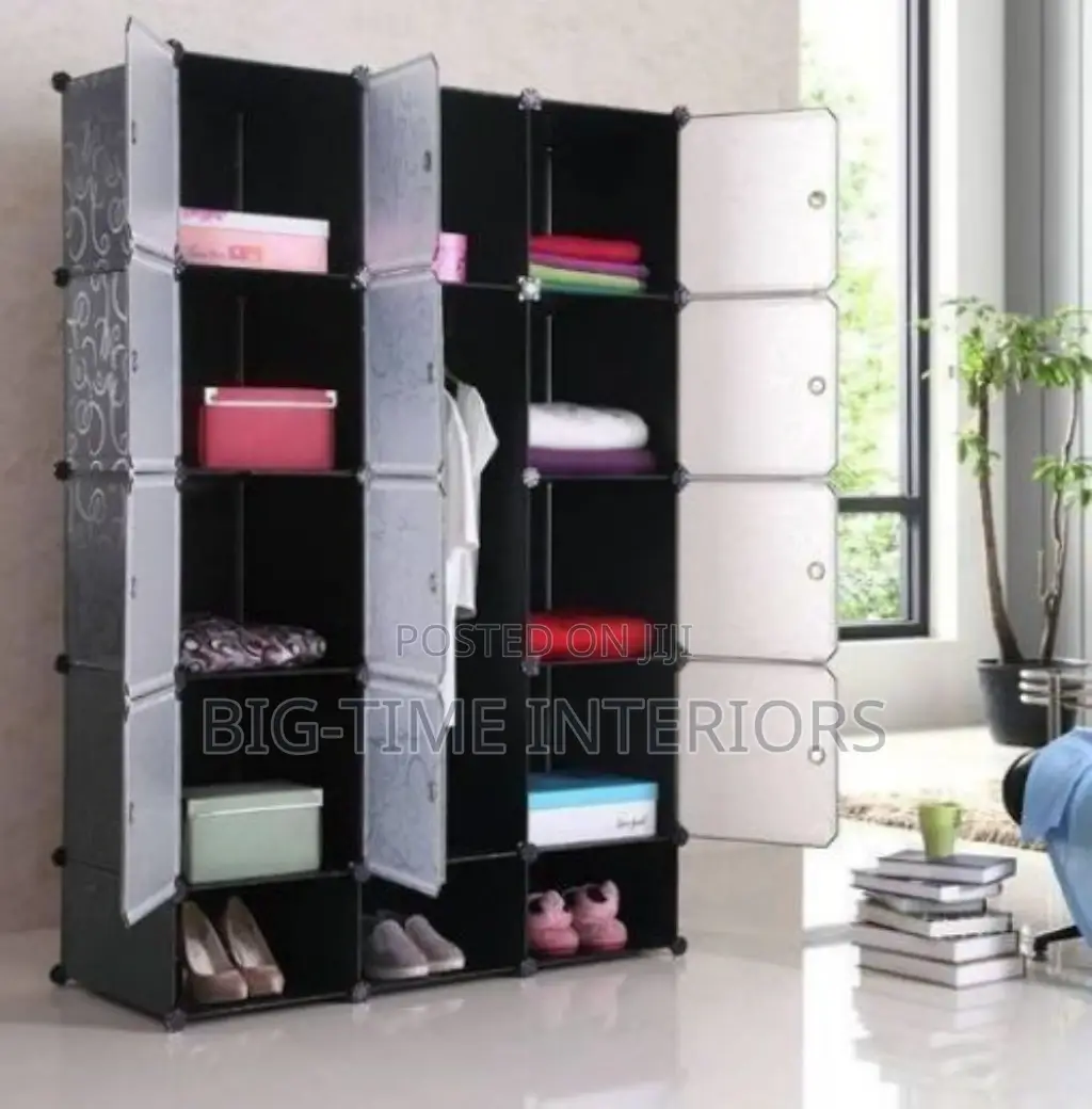 3 Column Plastic Wardrobe- Black