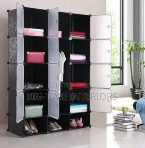 3 Column Plastic Wardrobe- Black