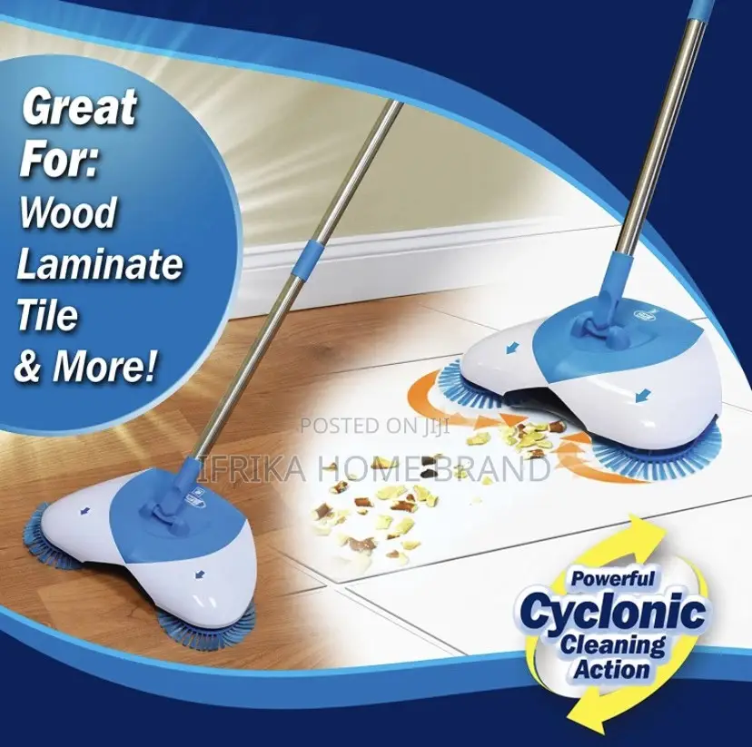 Cordless Spinning Broom for Sweeping Hard Surfaces Like Wood, Carpet
