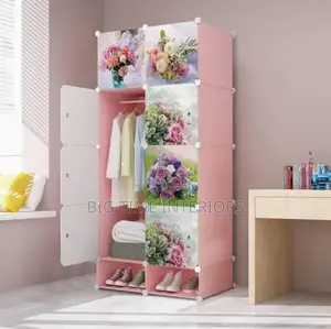 2 Column Plastic Wardrobe-Pink