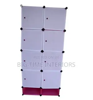 2 Column Plastic Wardrobe-Pink