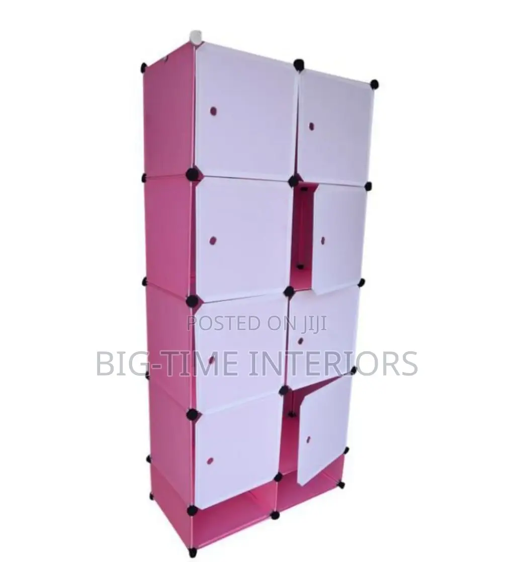 2 Column Plastic Wardrobe-Pink
