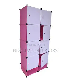 2 Column Plastic Wardrobe-Pink