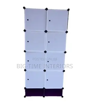 2 Column Plastic Wardrobe-Black