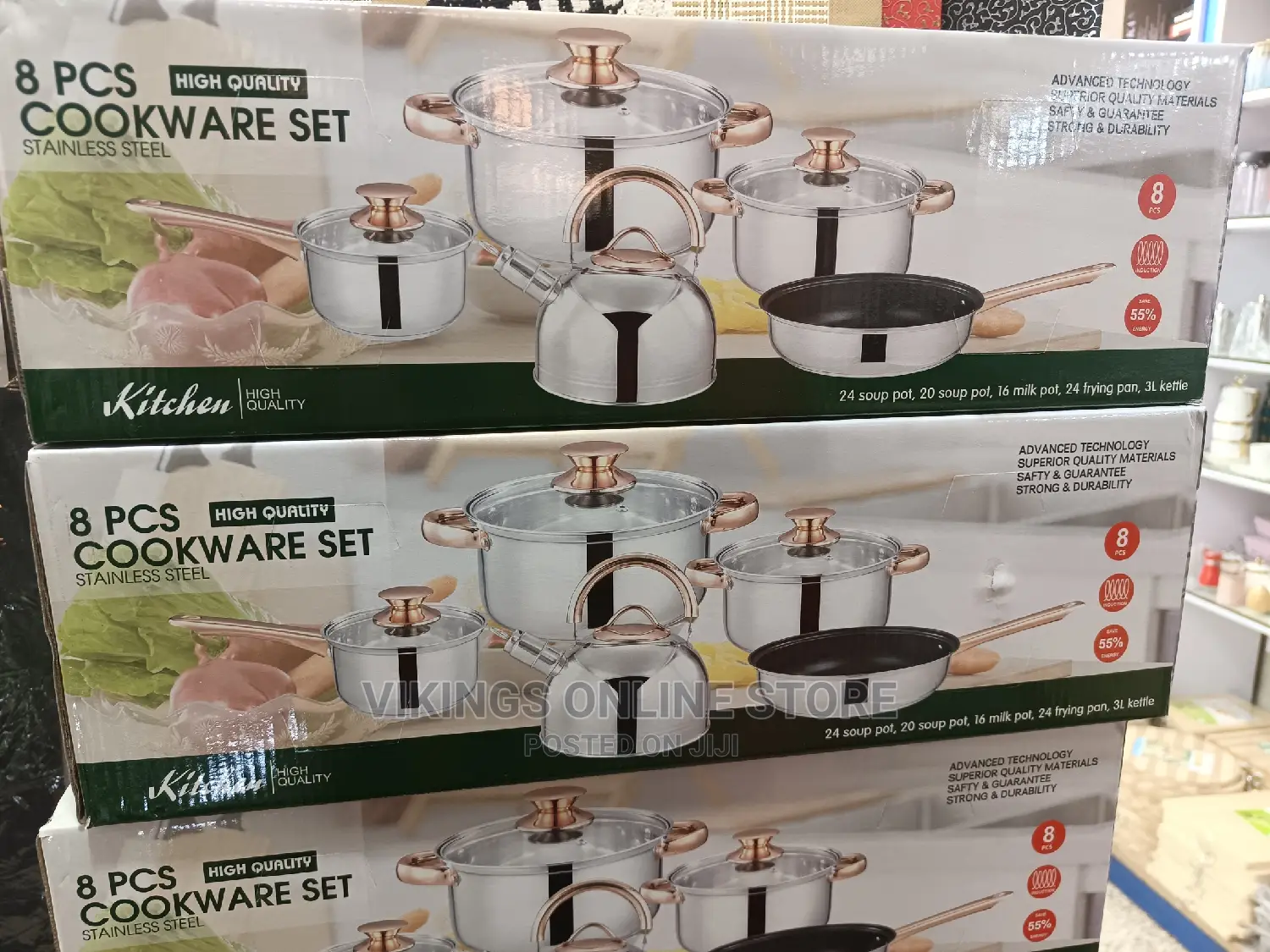 8 Pcs Stainless Steel Cookware Set.