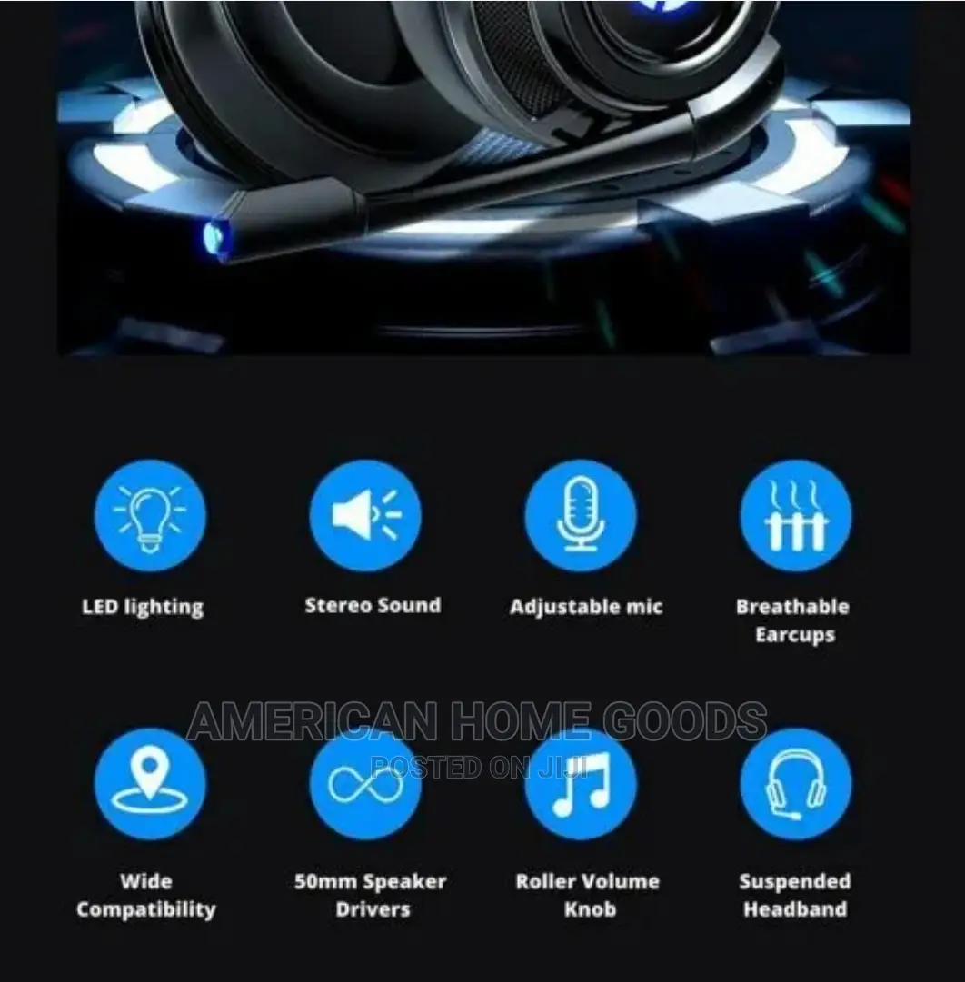 HP Wired Stereo Gaming Headset With Mic, With LED Light.