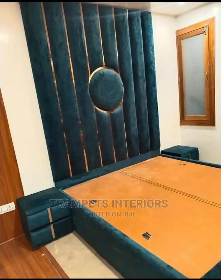 Beds /Long Head Beds Blue and Gold Strip