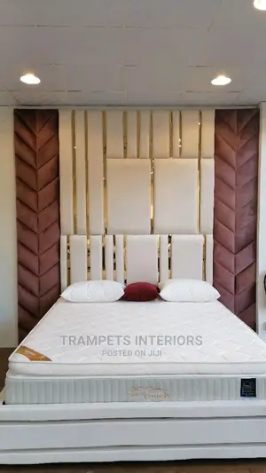 Beds /Long Head Bed/White and Gold