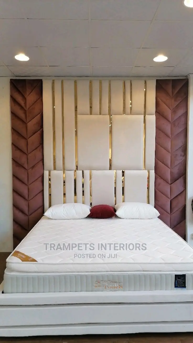 Beds /Long Head Bed/White and Gold