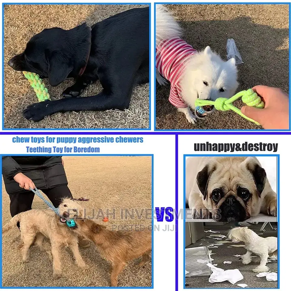 Dog Toy Cotton Rope Knot Chew Ball Grinding Teeth
