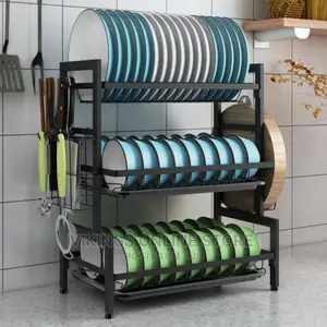 ￼
3 Tier Aluminum Plate Dish Drying Draining Organizer