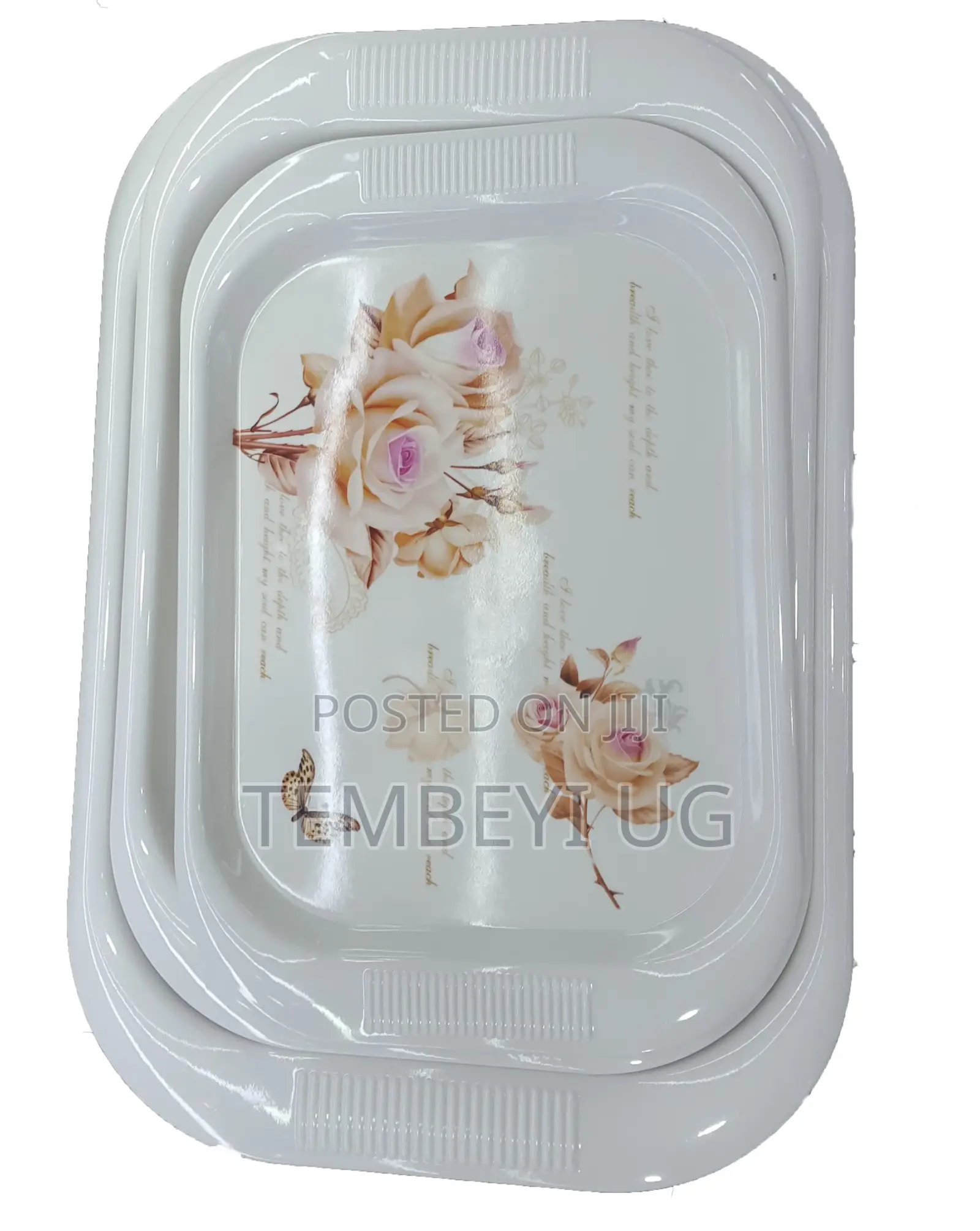 Set of 3 Melamine Trays Floral