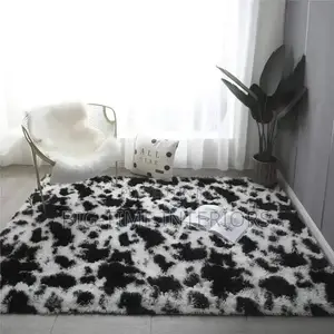 Fluffy Bedside/ Center Carpet- Black and White