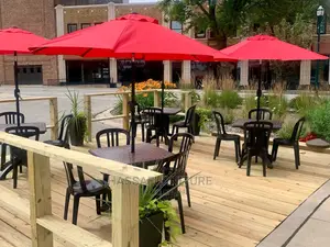 Outdoor Umbrella and Tables Brand New