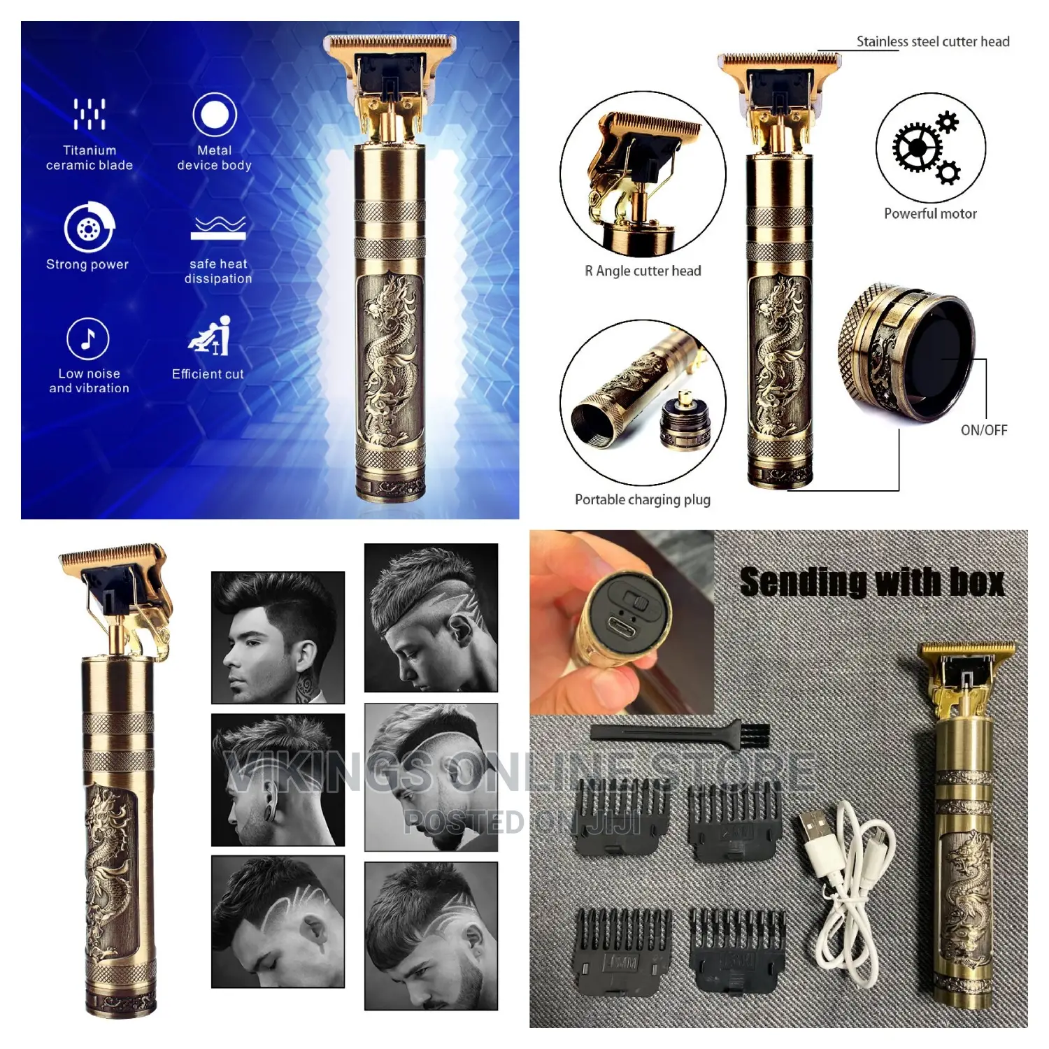 Rechargeable Metal Hair Clipper Gold