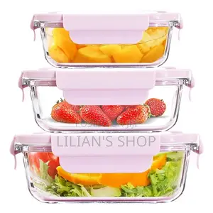 3pcs Lunch Box Separate Glass Bowl 3pcs