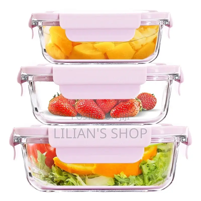 3pcs Lunch Box Separate Glass Bowl 3pcs